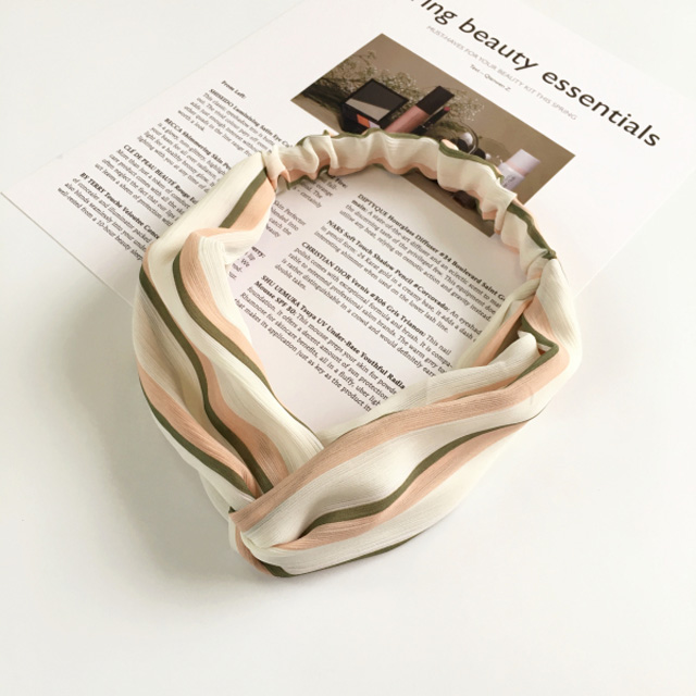 文艺条纹宽边交叉发带