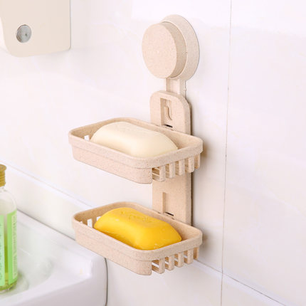 吸盘双层肥皂盒沥水架