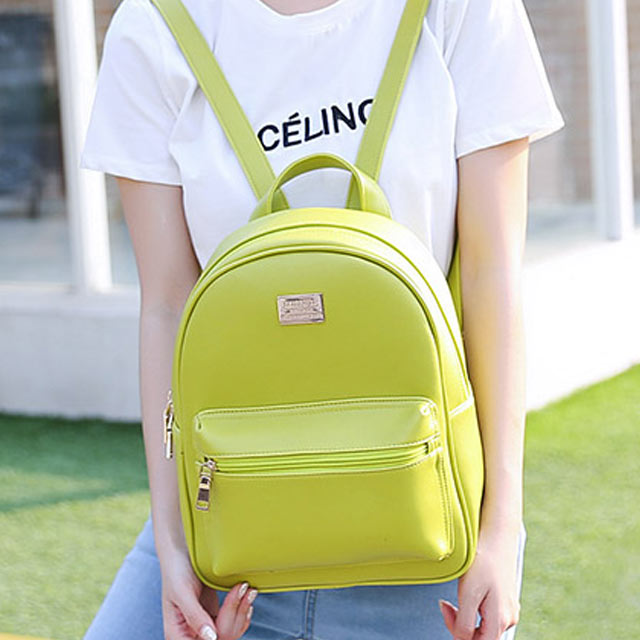 小清新PU皮休闲双肩包