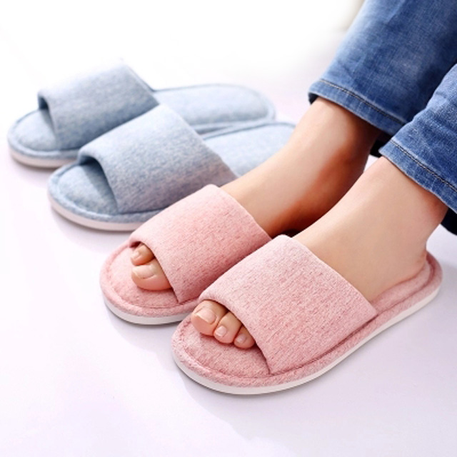 日式情侣亚麻拖鞋