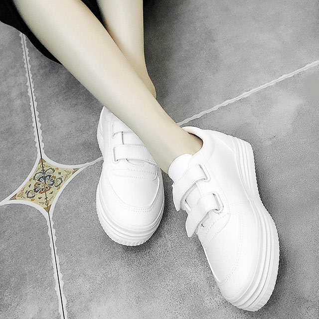 魔术贴厚底小白鞋