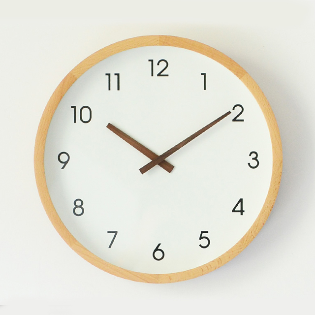无印日式榉木时钟