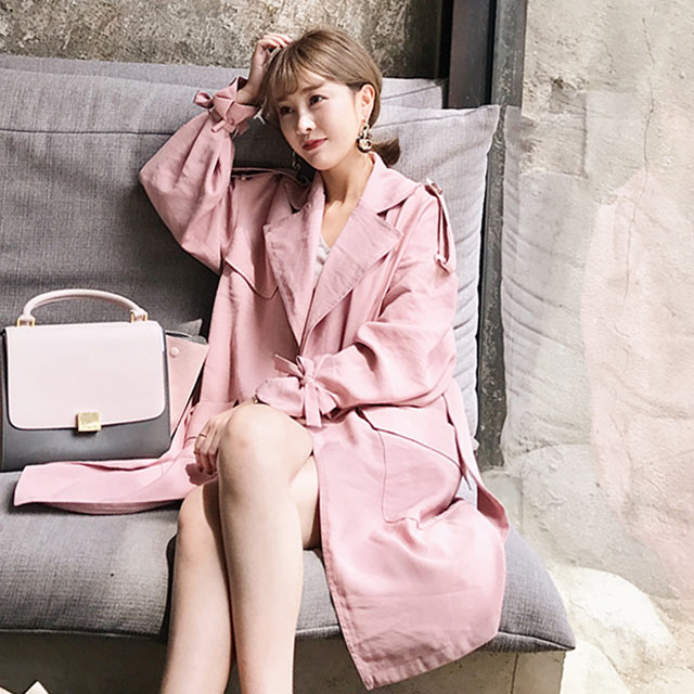 中长款翻领风衣外套