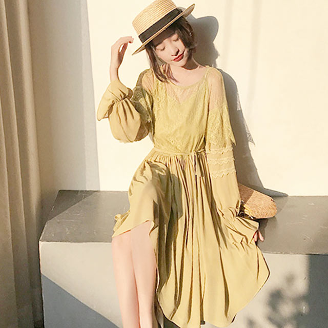 大喜自制两件套雪纺连衣裙