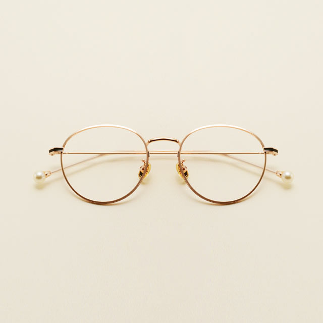 复古玫瑰金珍珠眼镜框