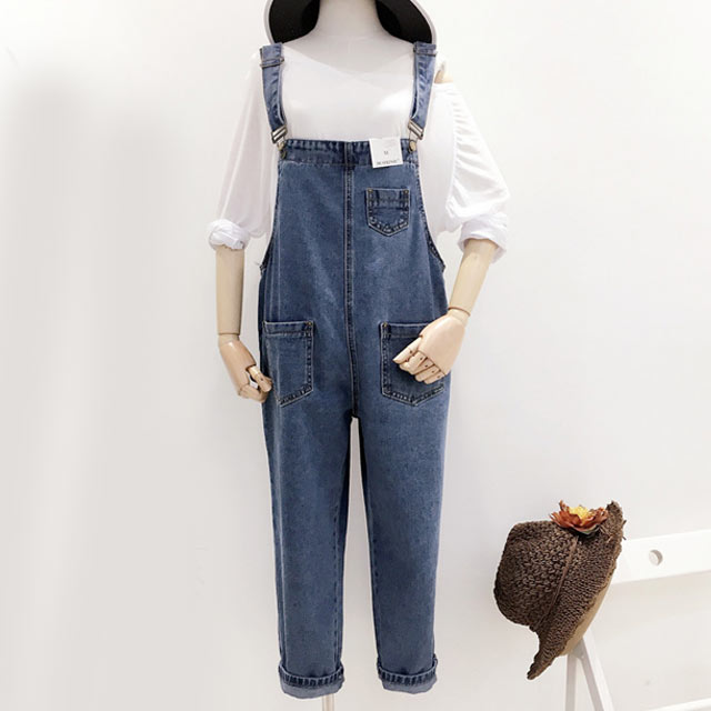 韩版宽松大码阔腿牛仔裤