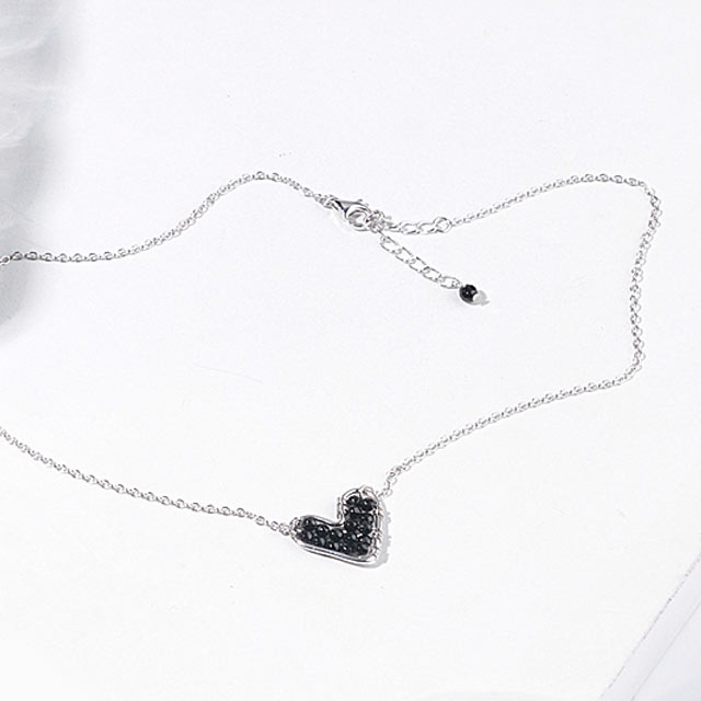 S925纯银女黑尖晶石choker