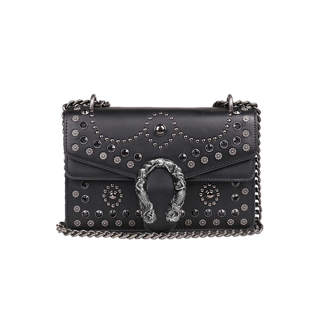复古铆钉链条包