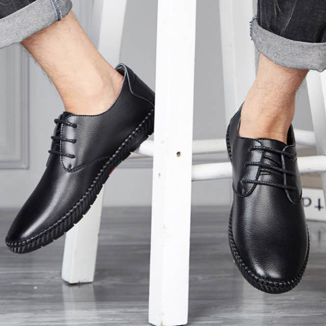 花花公子男士休闲真皮鞋