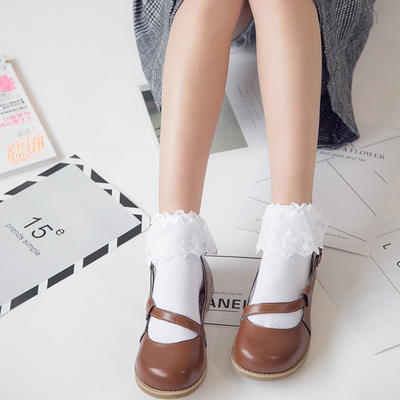 日系公主蕾丝花边棉袜