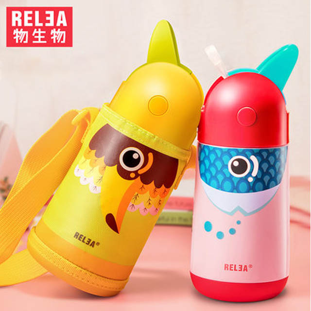物生物儿童保温杯带吸管
