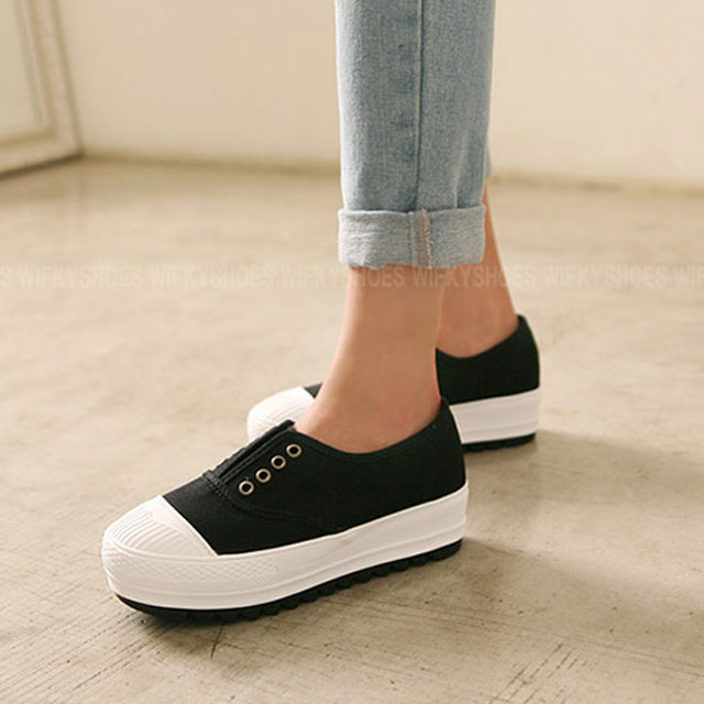 韩国韩版厚底帆布鞋