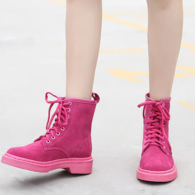 学生百搭粉马丁靴