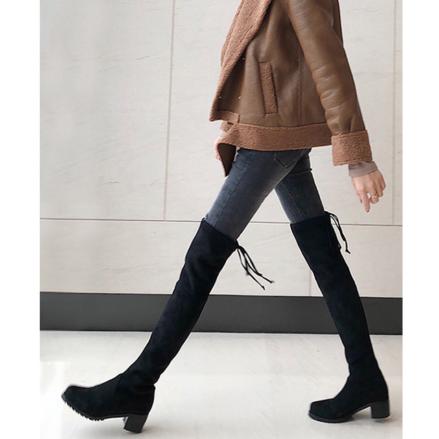 过膝长靴子女高跟