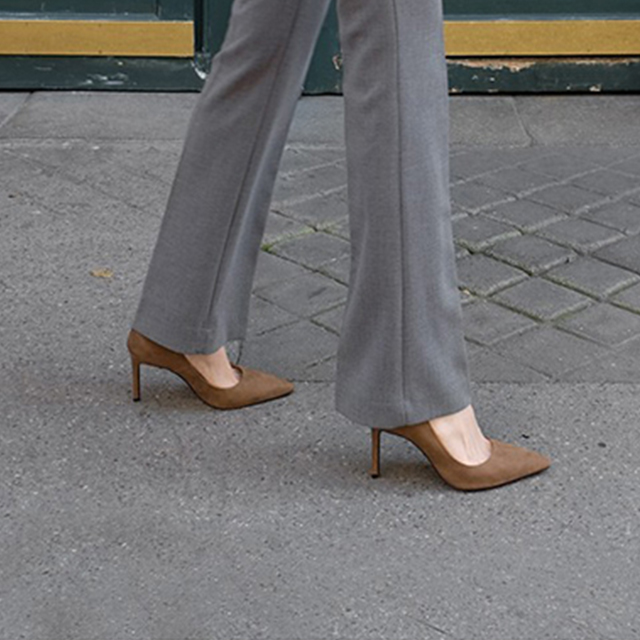 细跟尖头单鞋浅口