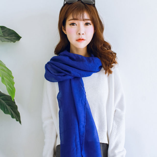 春秋冬季超长款百搭纯色丝巾围巾