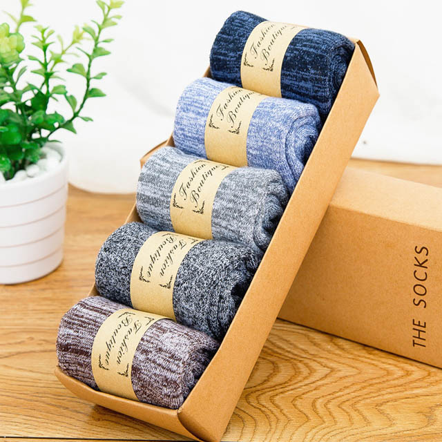 冬季青年加绒中筒长袜