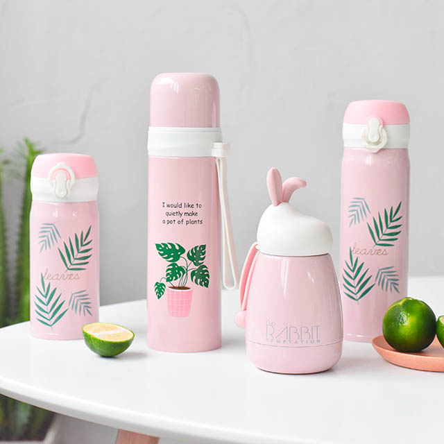 ins粉色少女保温杯