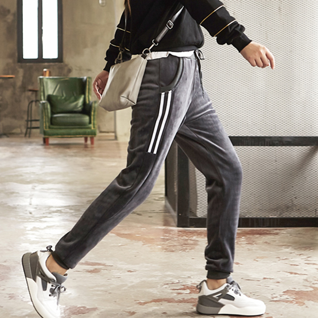 金丝绒加绒运动裤女裤