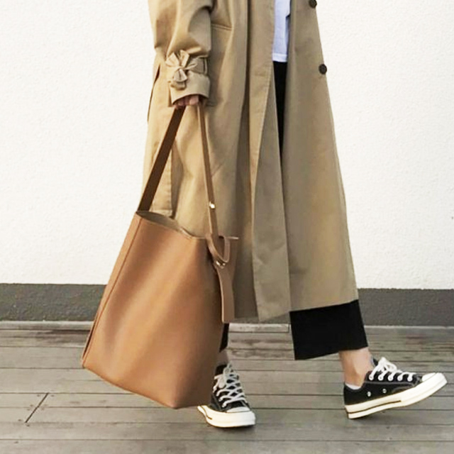 简约单肩ins同款斜挎大容量水桶包