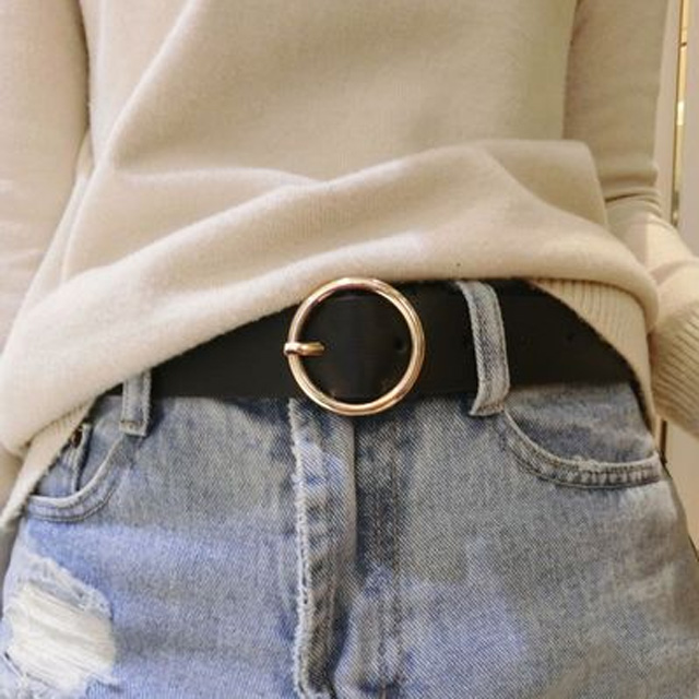 韩国皮带潮流百搭简约圆形裤带