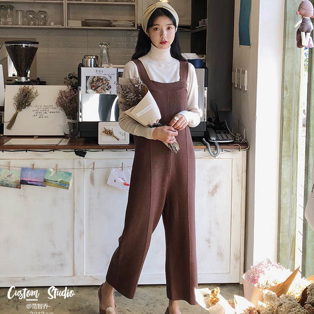 秋冬针织连体阔腿裤