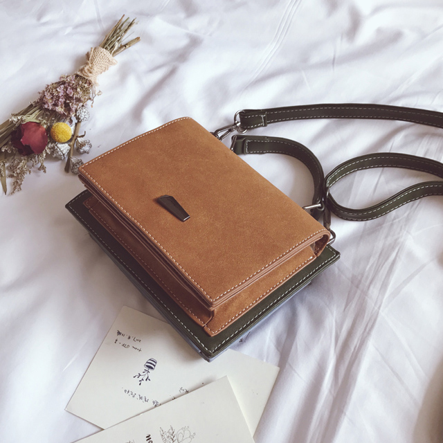 磨砂撞色双面手提单肩包