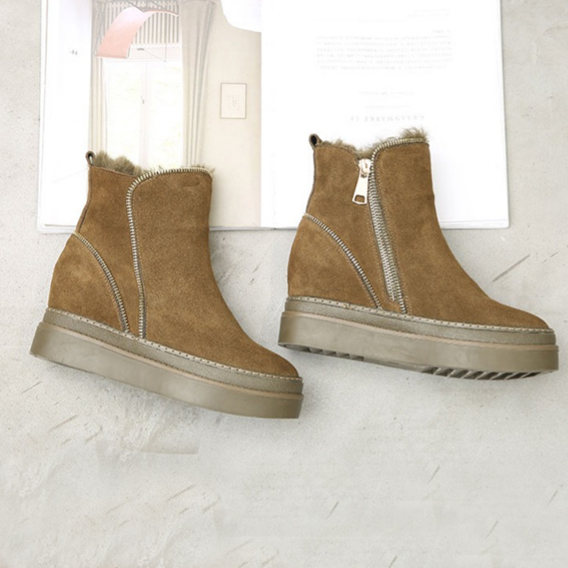 新款潮保暖加绒厚底百搭短靴