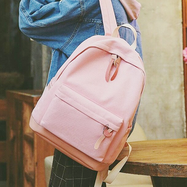 韩版日系少女文艺校园帆布双肩包