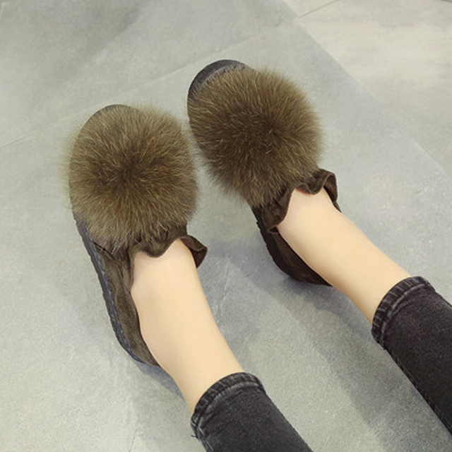 秋冬季新款韩版平底加绒豆豆鞋