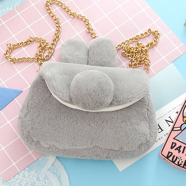 日系可爱萌物毛绒兔子尾巴斜挎包