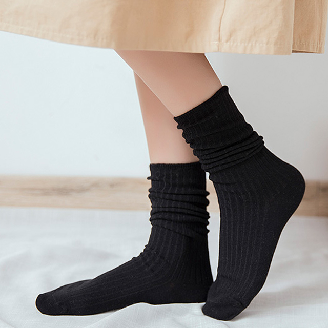 2双装女士中筒百搭袜堆堆袜