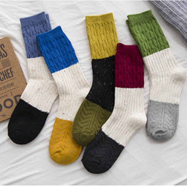 3双日系堆堆袜毛线女袜