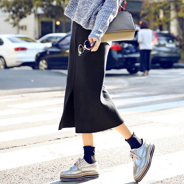 韩都衣舍针织打底半身裙