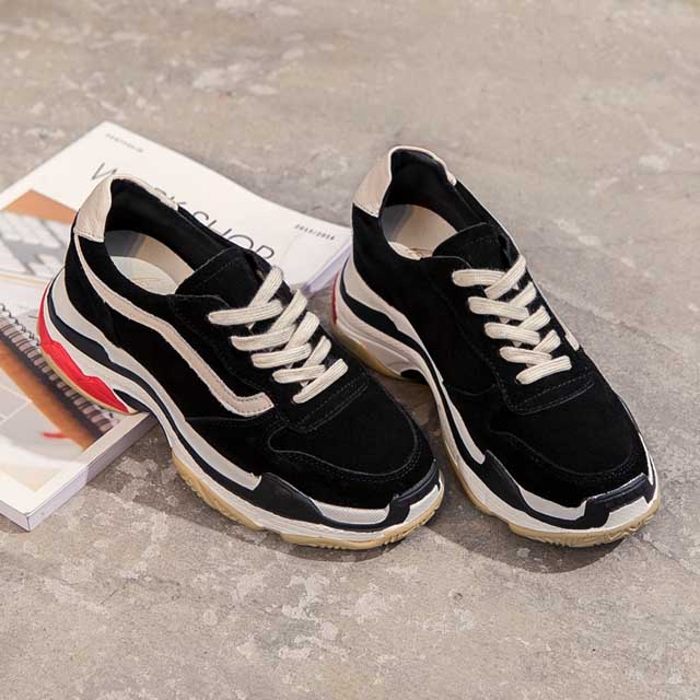 ins真皮系带内增高运动鞋