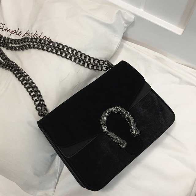 丝绒包包新款单肩酒神包链条包