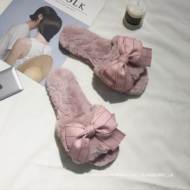 ins春季蝴蝶结拖鞋