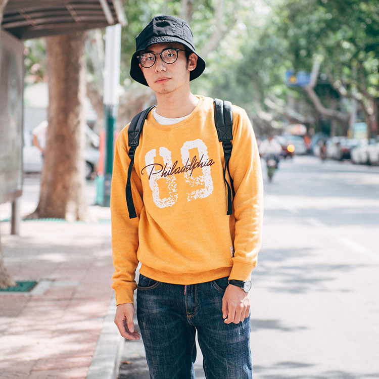 潮款日系复古卫衣男