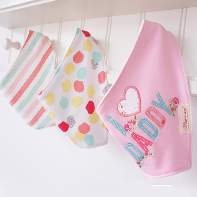 三条装宝宝三角巾纯棉双层口水巾