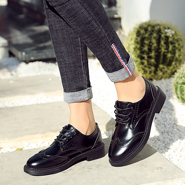 布洛克小皮鞋英伦风平底女鞋