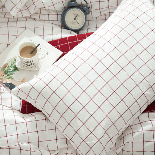 日式良品水洗棉枕头套