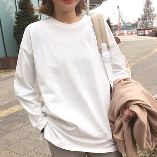 韩版白色t恤女纯棉外穿上衣