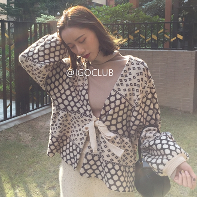 高定设计师款灯笼袖开衫