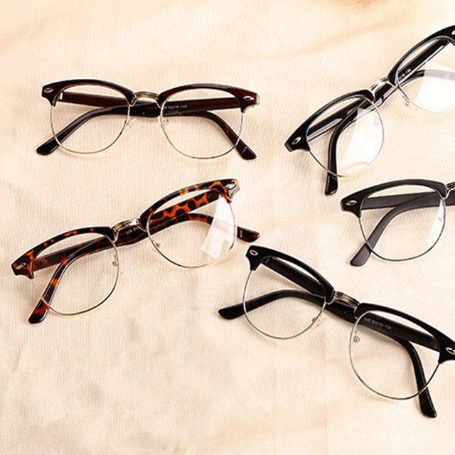 复古眼镜框金属半框