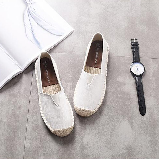 一脚蹬懒人鞋小白鞋草编鞋