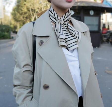 复古条纹雪纺小方巾