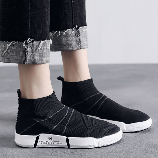 透气低帮弹力袜子鞋