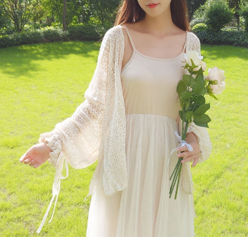 镂空雪纺蕾丝衫防晒衣长袖开衫