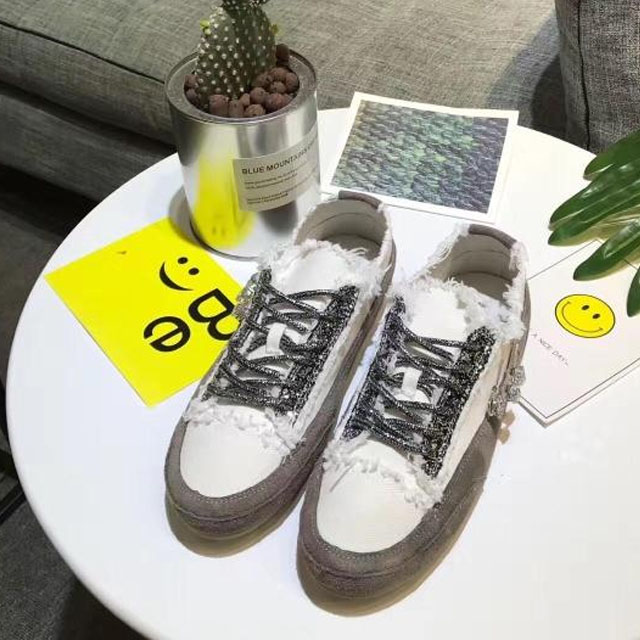 西班牙小众毛边平底小白鞋