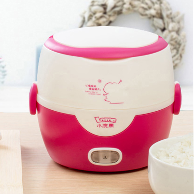 小浣熊双层迷你电热饭盒